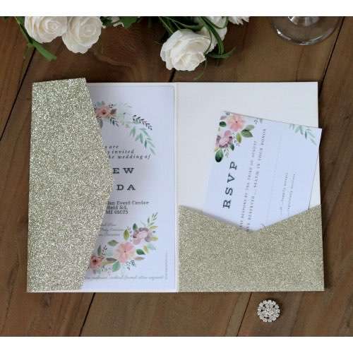 Golden Wedding Invitation Card Business Card 